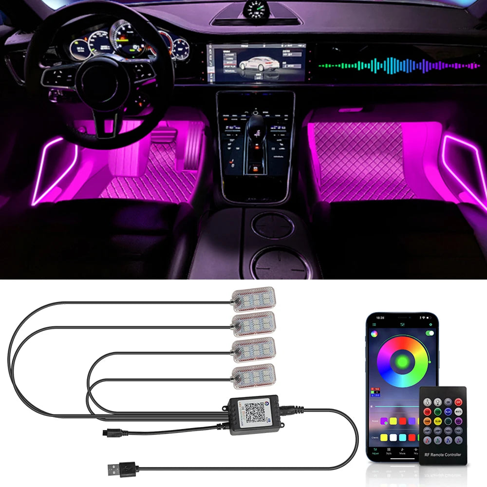 Transform Your Ride: RGB Neon Car LED Interior Lights with APP Control - Ultimate Atmosphere Enhancer!