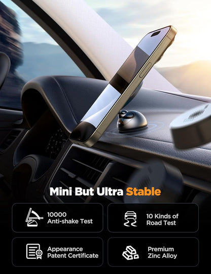 All-Metal MagSafe Car Mount - Ultra-Strong Magnetic Phone Holder for iPhone 16/15/14/13/12, Perfect for Dash Installation