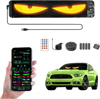 1PCS Devil Eyes LED Sign for Car Windshield, 19''X4'' Programmable Truck Car Eyes Animated LED Matrix Panel with App & Voice Control for Windows of Cars Trucks