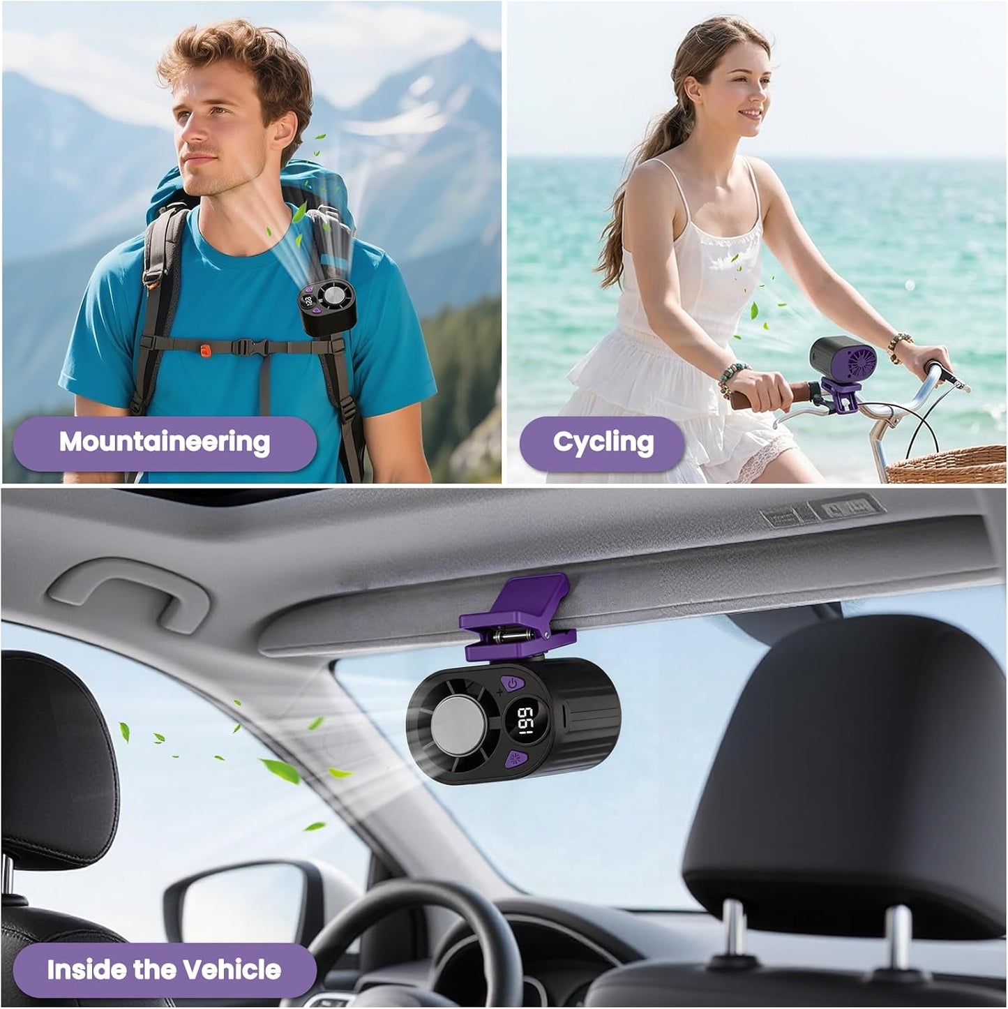 Car Fan Clip Mini Air Conditioner LED Display Portable Ac Aire Acondicionado Portátil Para Carro Electric Cooler Ventilador Blow Cold Vehicle Unit Window Seat Auto Evaporative