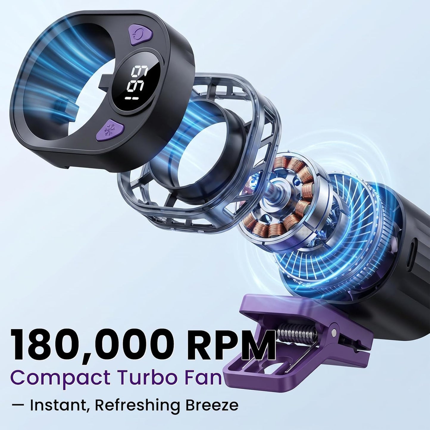 Car Fan Clip Mini Air Conditioner LED Display Portable Ac Aire Acondicionado Portátil Para Carro Electric Cooler Ventilador Blow Cold Vehicle Unit Window Seat Auto Evaporative