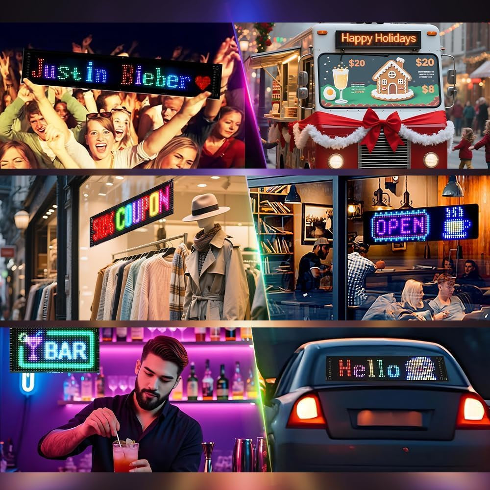 1PCS Devil Eyes LED Sign for Car Windshield, 19''X4'' Programmable Truck Car Eyes Animated LED Matrix Panel with App & Voice Control for Windows of Cars Trucks