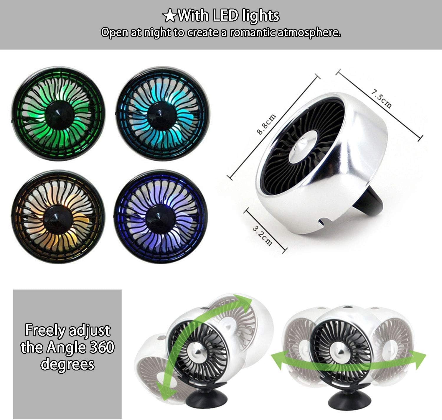 Aire Para Carro De Ventilador Aires Acondicionados Portatil Ventilacion Auto USB