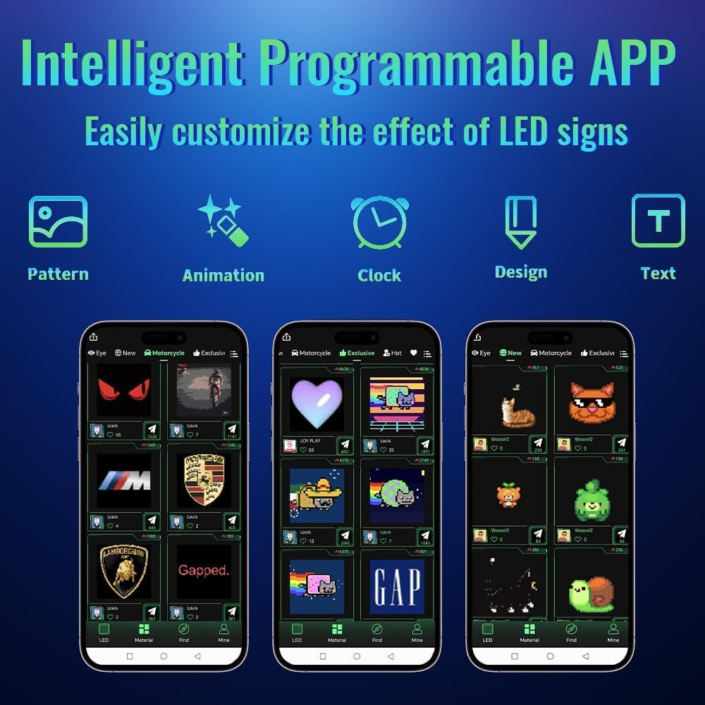 1PCS Devil Eyes LED Sign for Car Windshield, 19''X4'' Programmable Truck Car Eyes Animated LED Matrix Panel with App & Voice Control for Windows of Cars Trucks