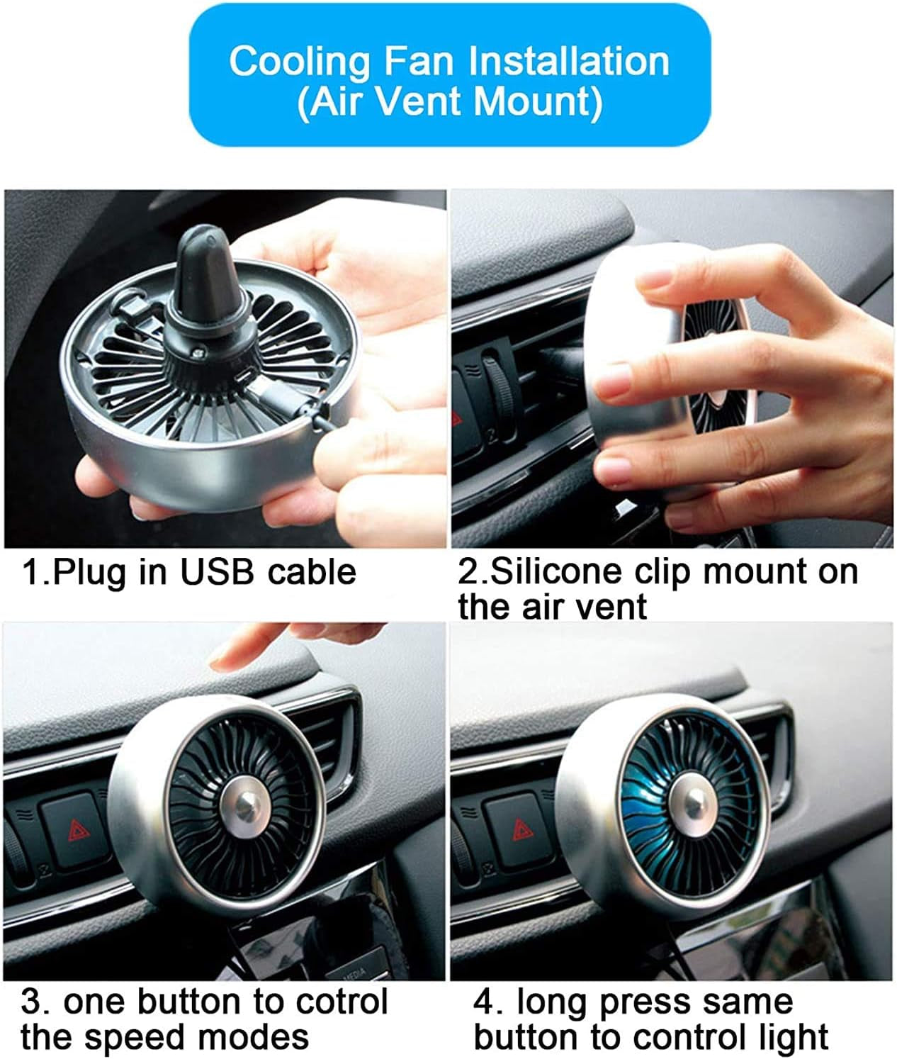 Aire Para Carro De Ventilador Aires Acondicionados Portatil Ventilacion Auto USB